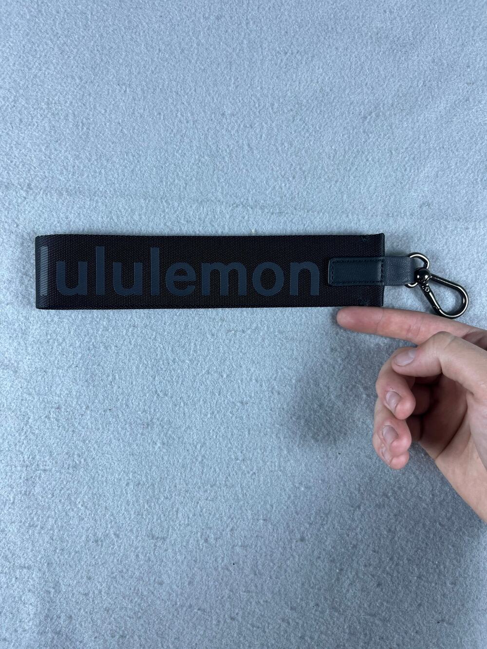 Lululemon Never Lost Keychain Clip & Strap Black Webbing Logo